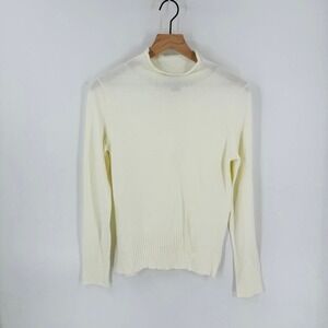 French Connection Babysoft Roll‎ Neck Sweater White Long Sleeve Pullover Size M